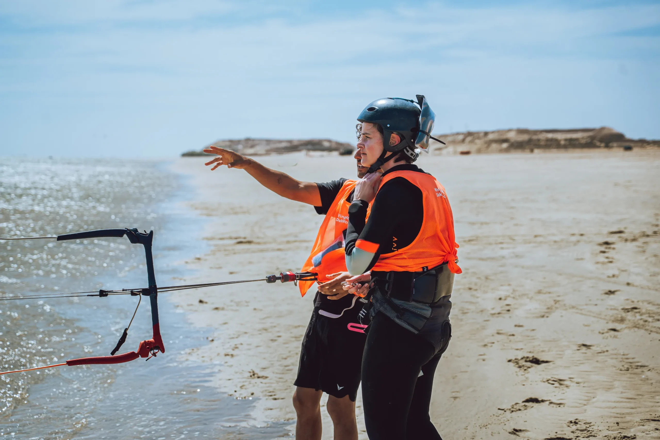 Cours de kitesurf à Dakhla – dernières instructions du moniteur avant le départ